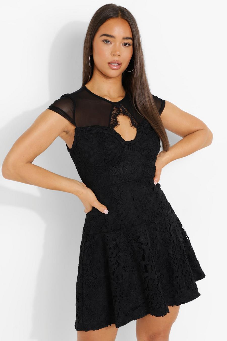 Lace Cut Out Skater Dress | boohoo