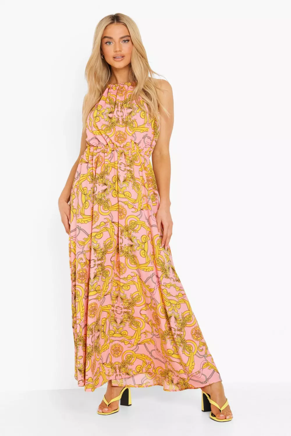 Boohoo scarf print maxi 2024 dress