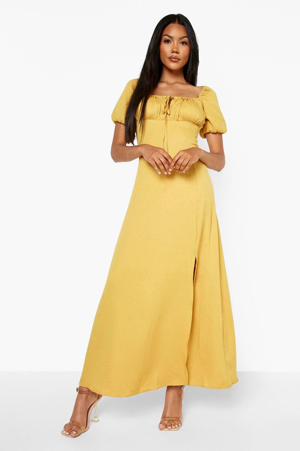 long sleeve maxi dress mustard