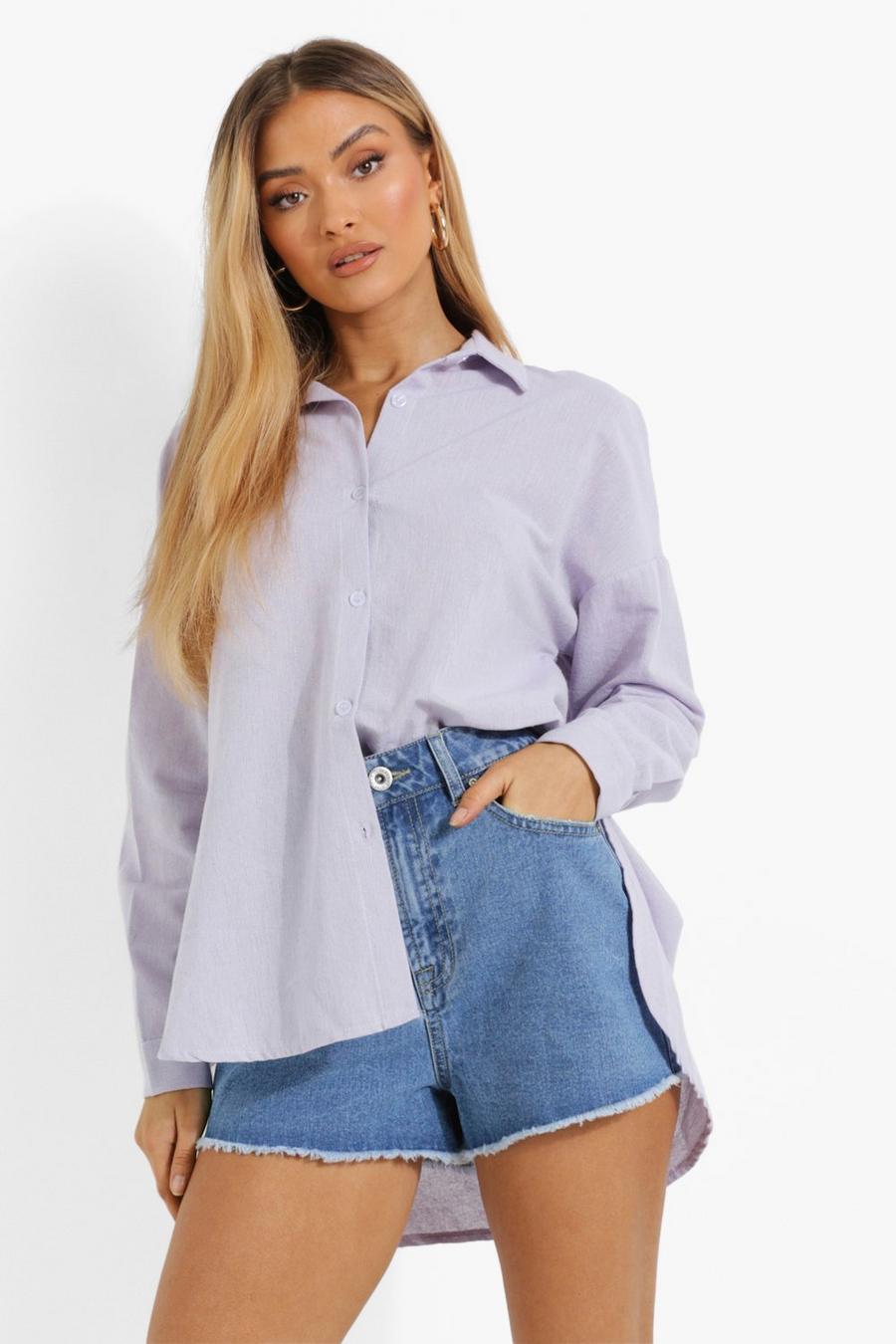 Oversize Leinen-Hemd, Lilac image number 1