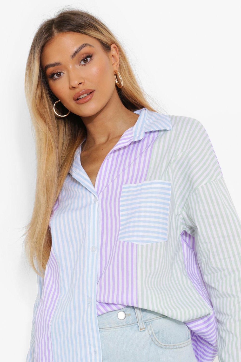 Camicia oversize a righe in cotone | Viola