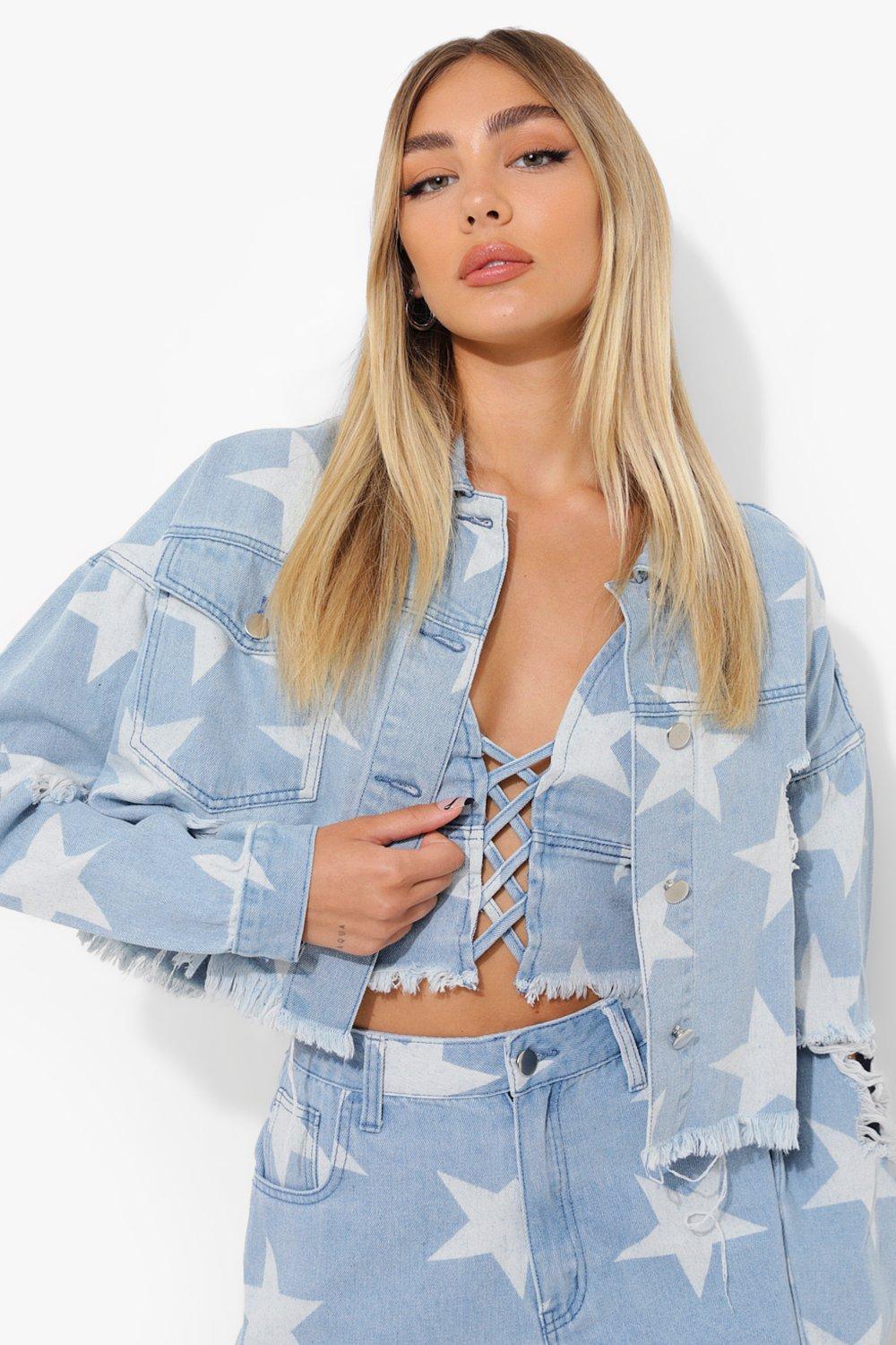 light wash distressed denim jacket