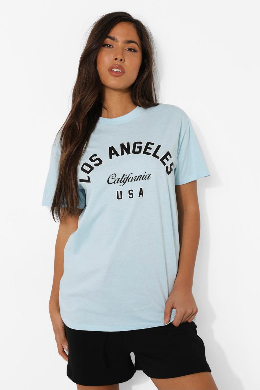 T-shirt con scritta California, Azzurro chiaro image number 1