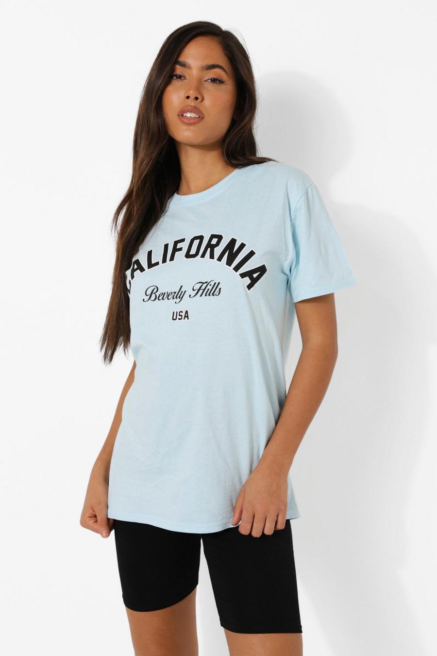 T-shirt con scritta California  , Azzurro chiaro image number 1