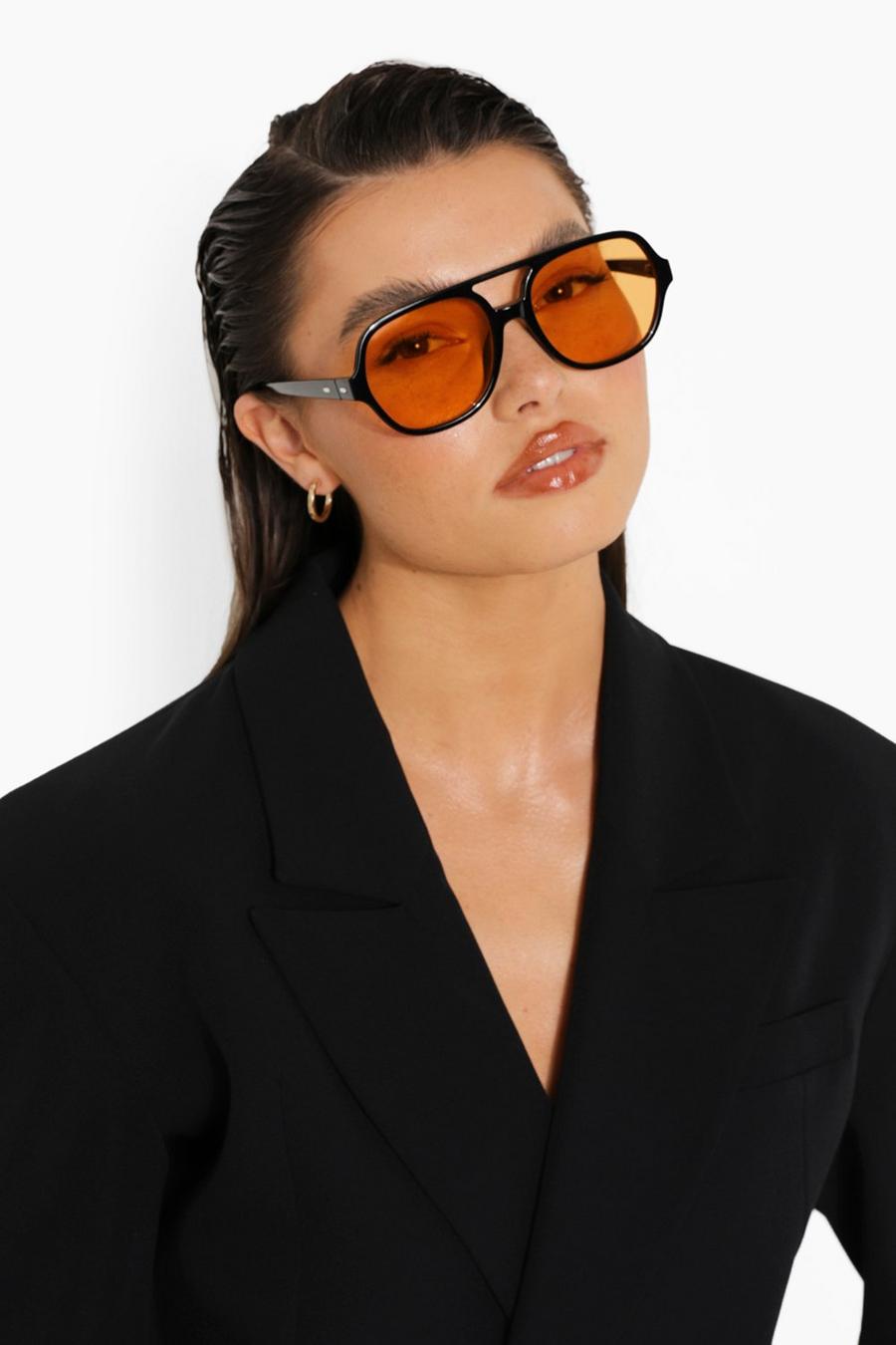 Gafas de sol estilo aviador lentes naranjas |