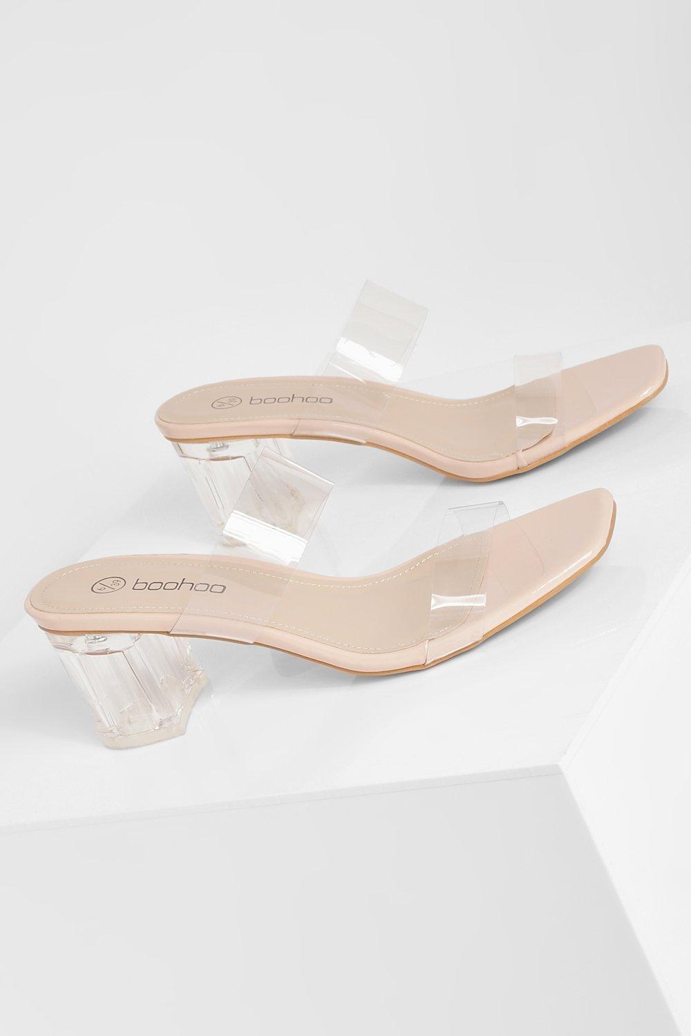 Nude Wide Fit Clear Block Heel Sandal, Shoes