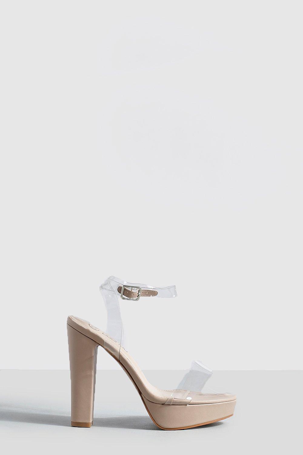 Boohoo clear hot sale strap heels