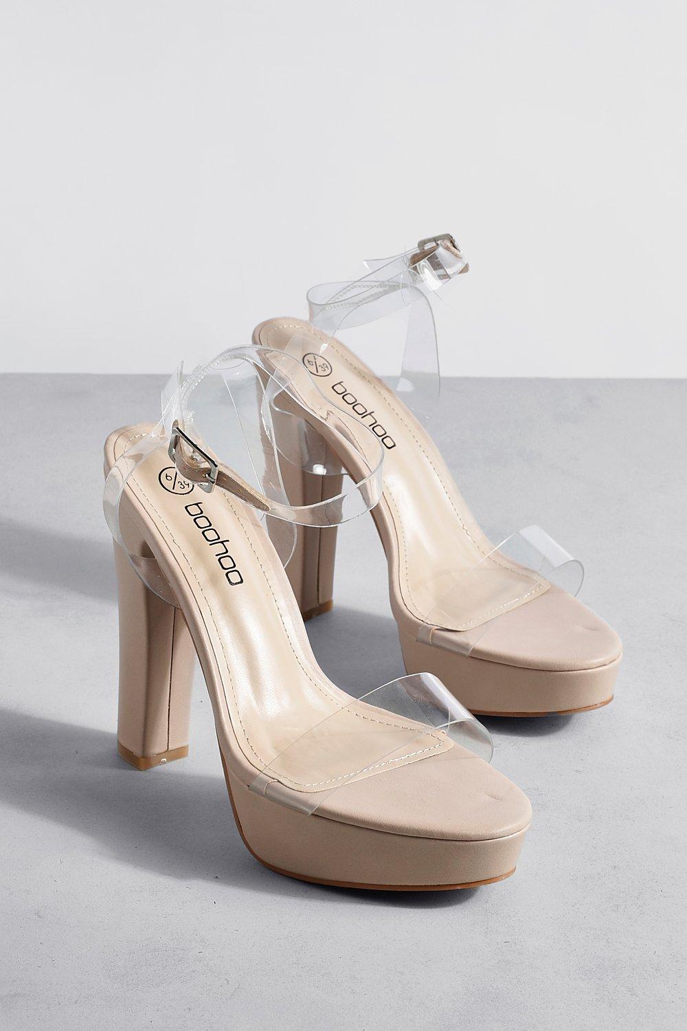 Nude clear high clearance heels