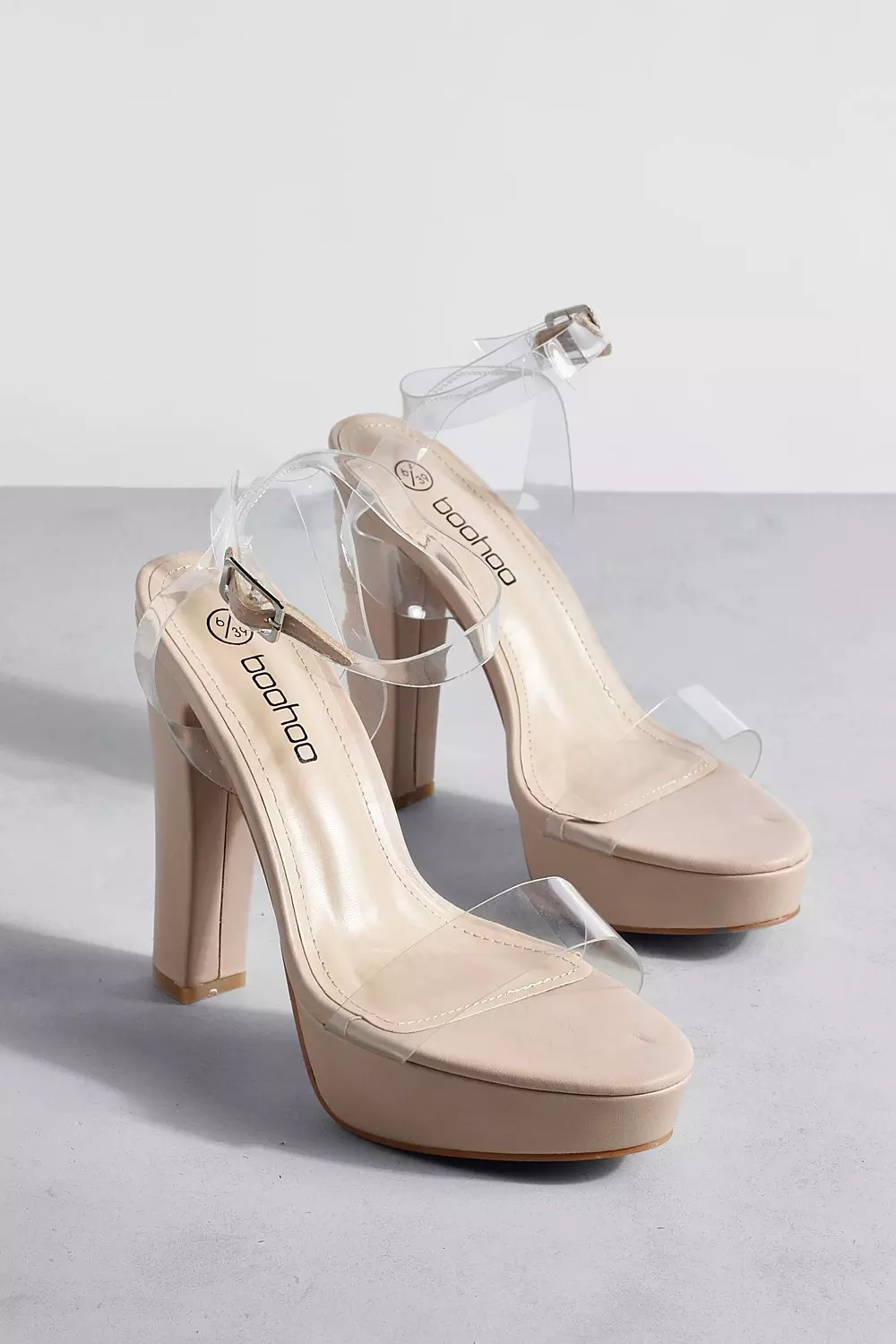 Wide fit store clear block heels