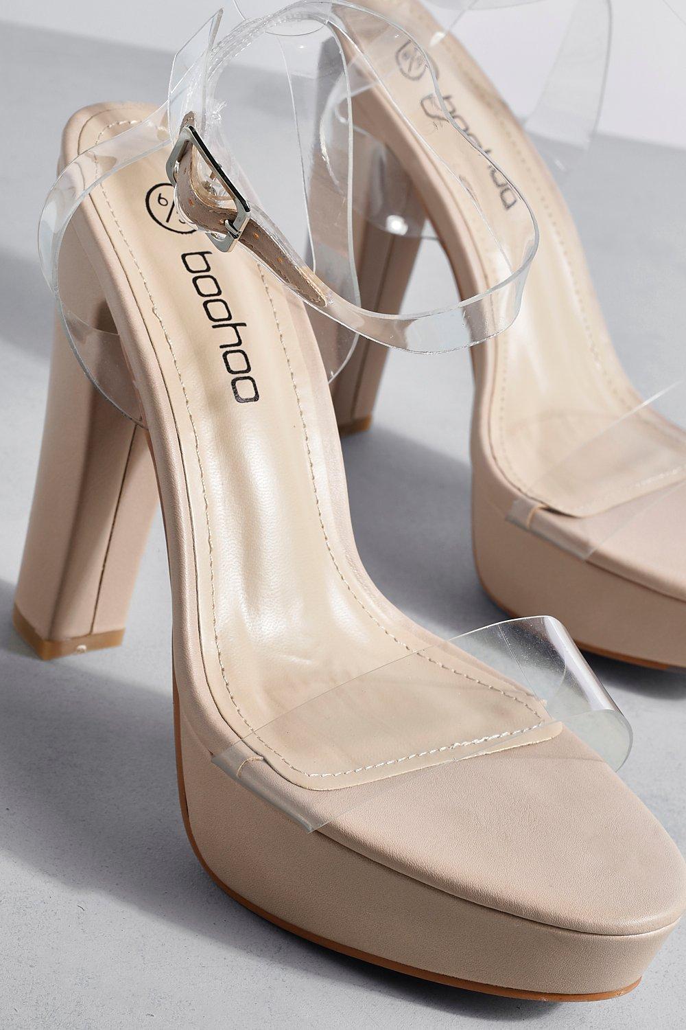 Tacones de plataforma gruesos transparentes de boohoo