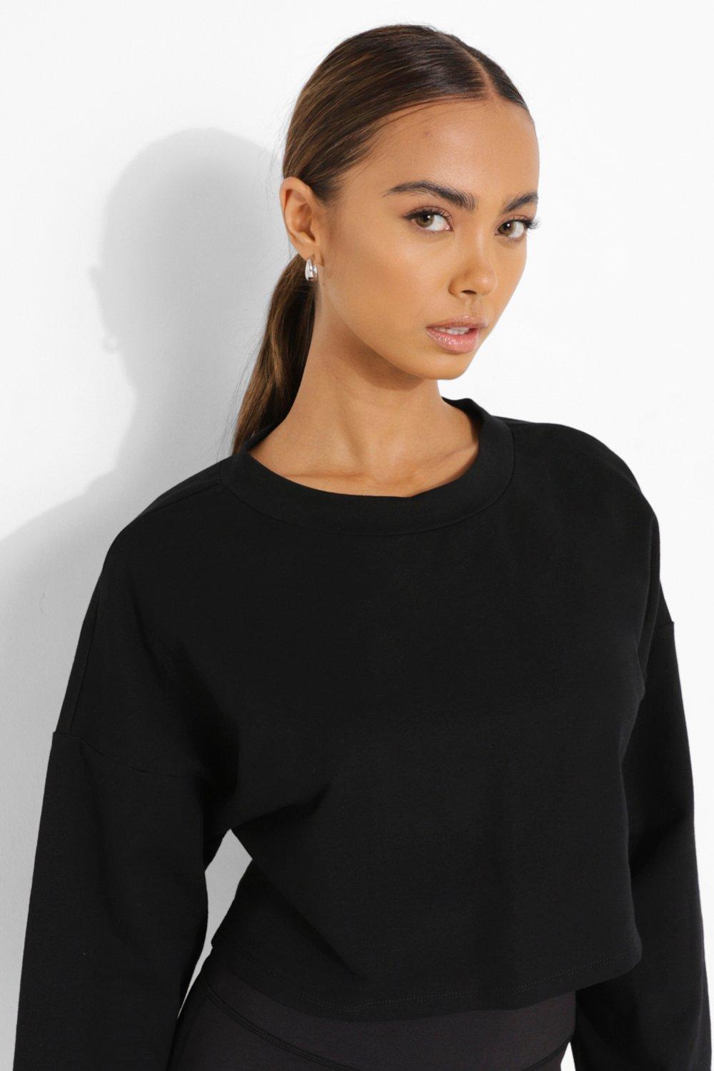 Yoga Open Back Crop Sweat Top boohoo IE