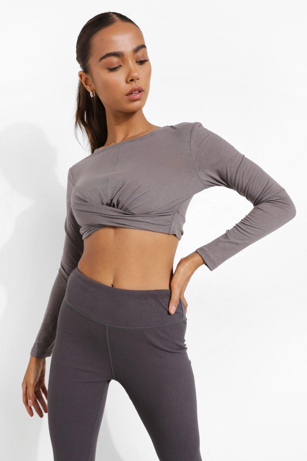 Yoga Wrap Crop Top With Peached Finish