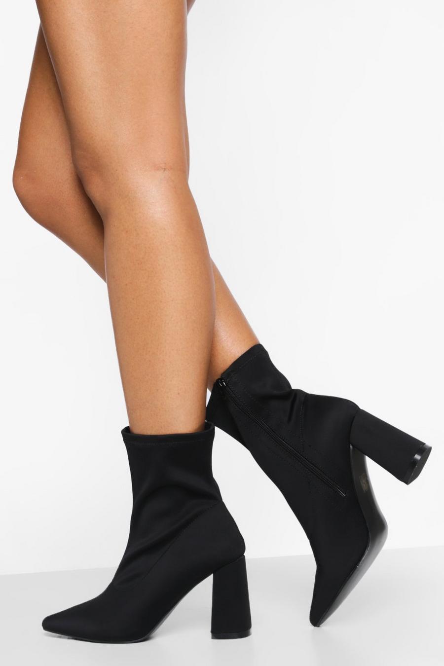 Black Pointed Stretch Sock Boots image number 1