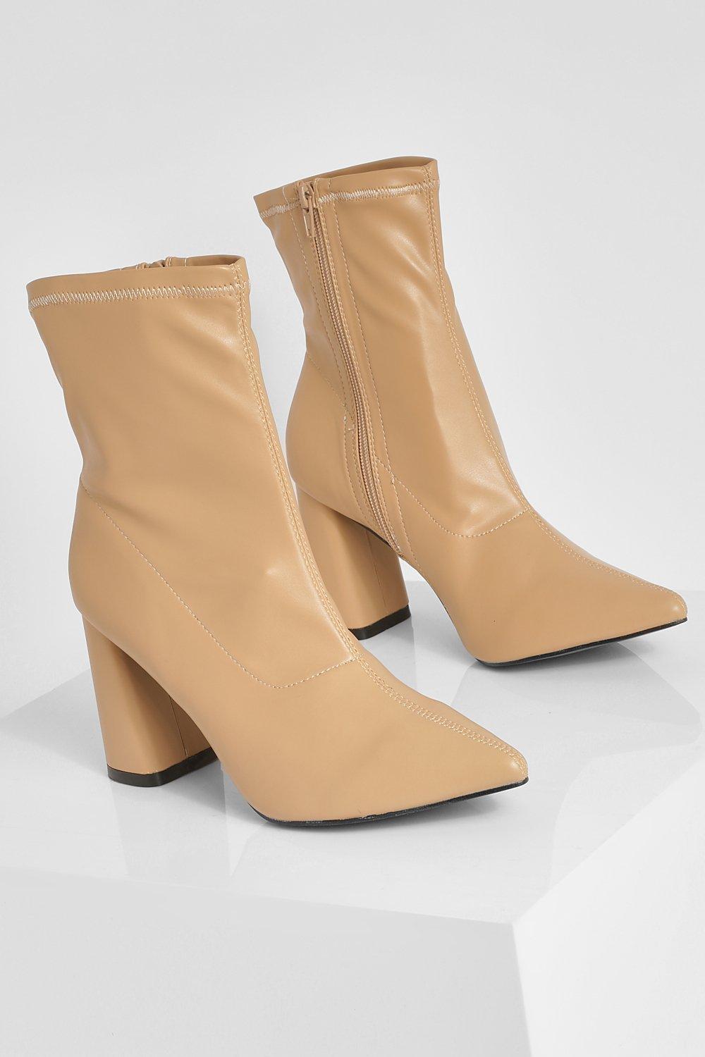 Pointed Pu Sock Boots boohoo USA