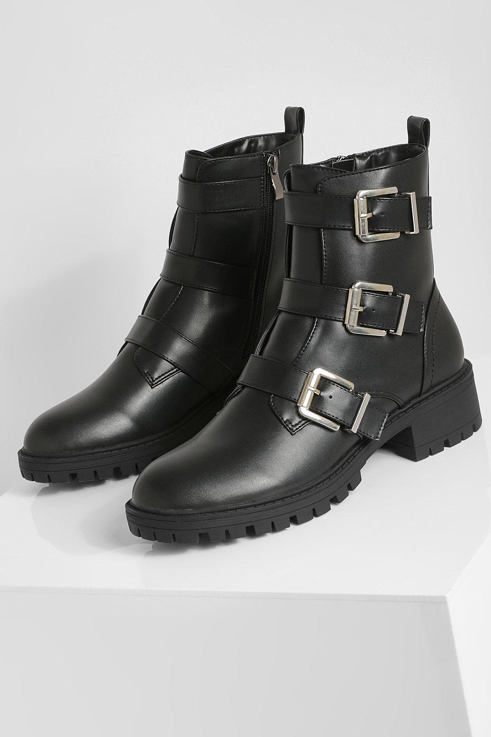 Biker boots with sales buckles and straps