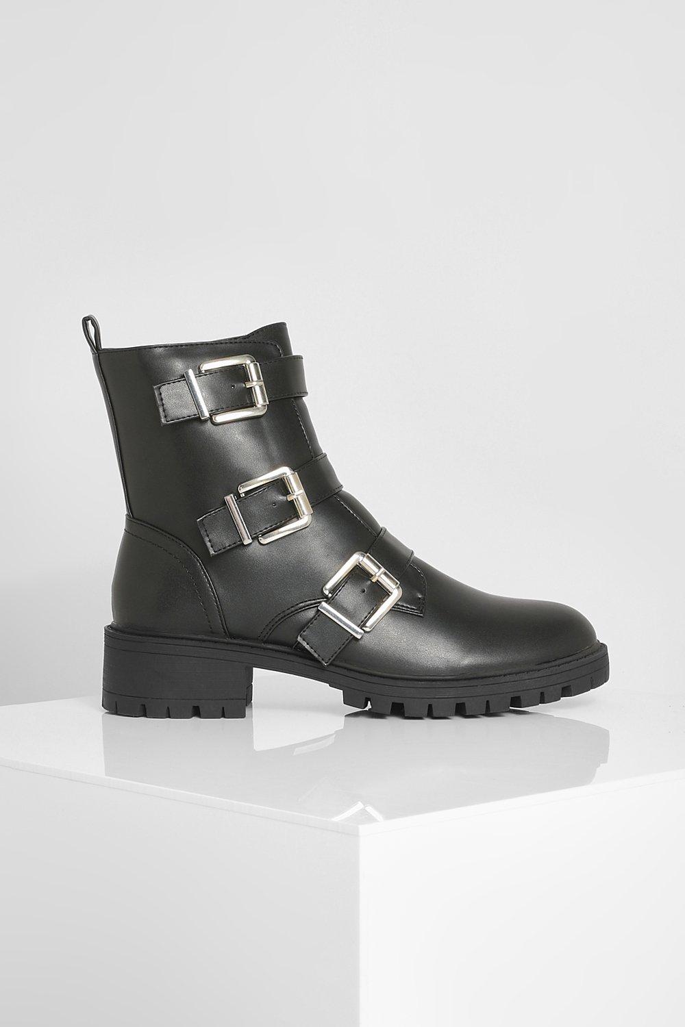 Bottines style motard avec boucles new arrivals