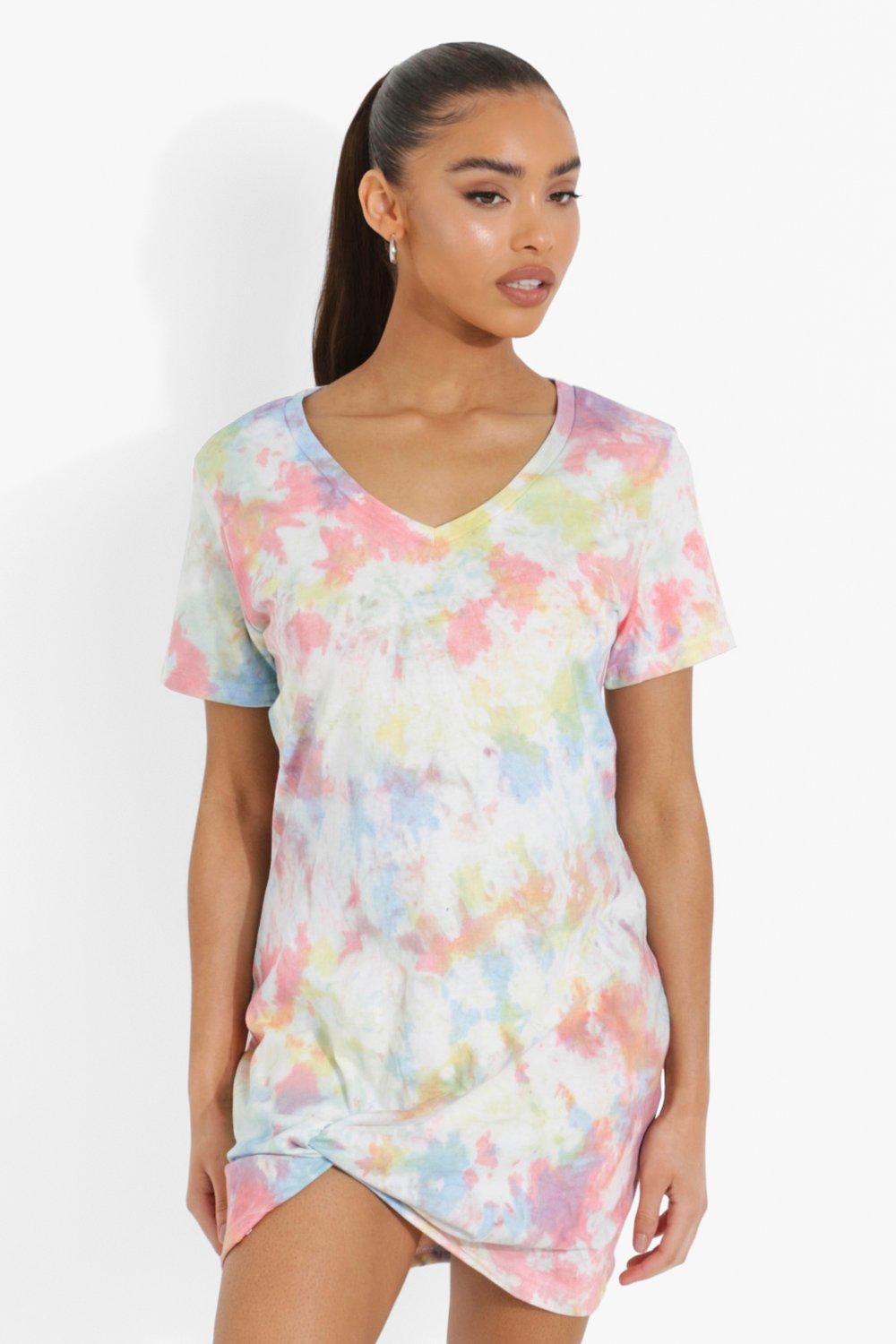 multi tie dye t shirt dress