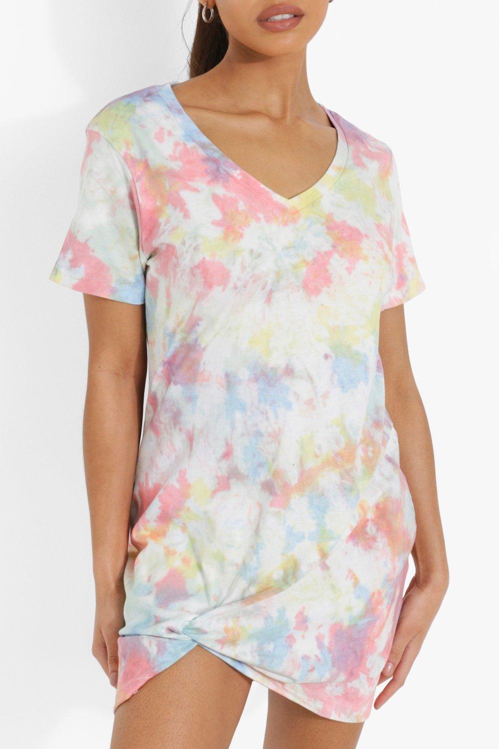 multi tie dye t shirt dress