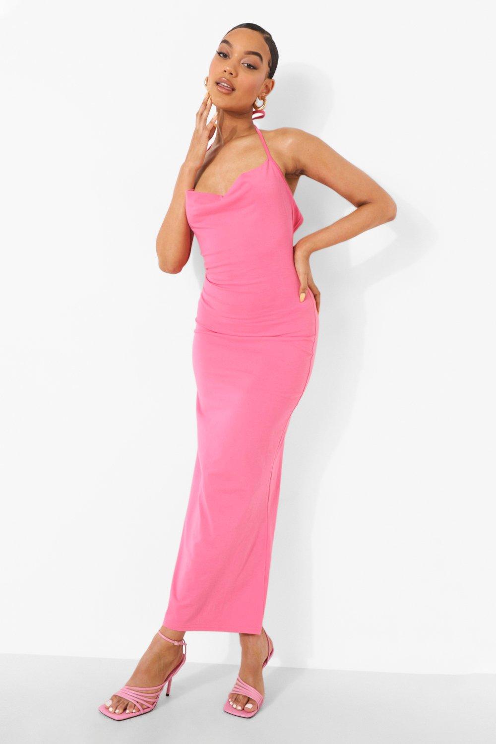 Strappy Cowl Neck Tie Back Maxi Dress