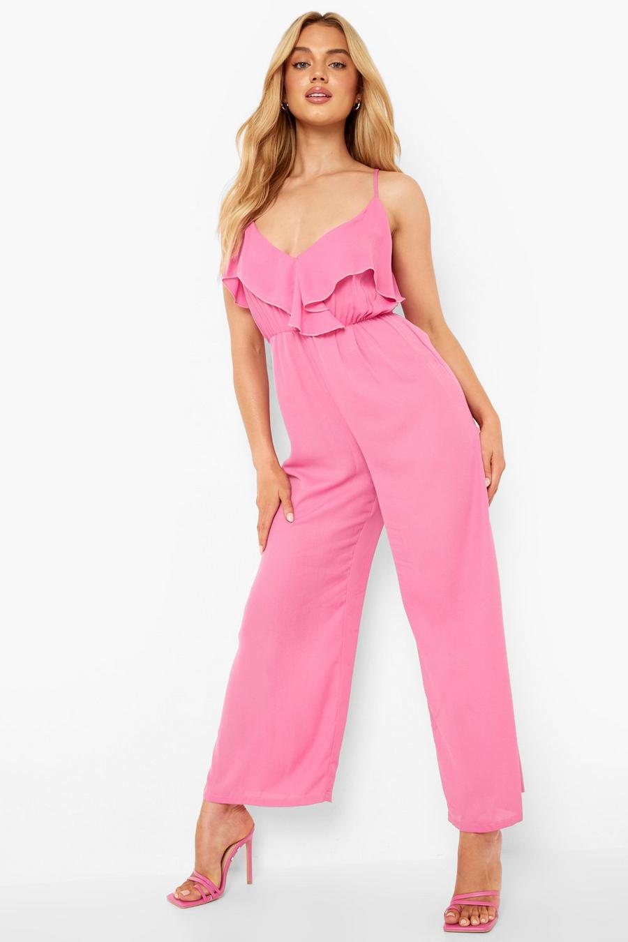 Tuta intera con pantaloni culottes e ruches, Pink rosa image number 1
