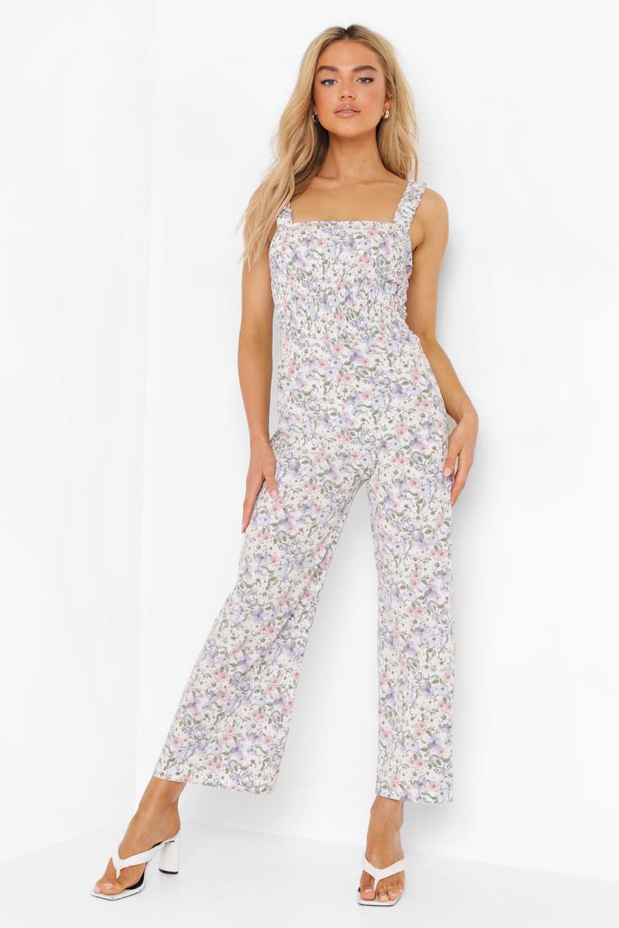 Lilac Ditsy Floral Strappy Jumpsuit image number 1