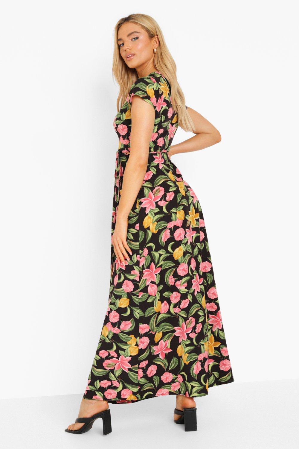 Floral Wrap Front Maxi Dress | Boohoo ...