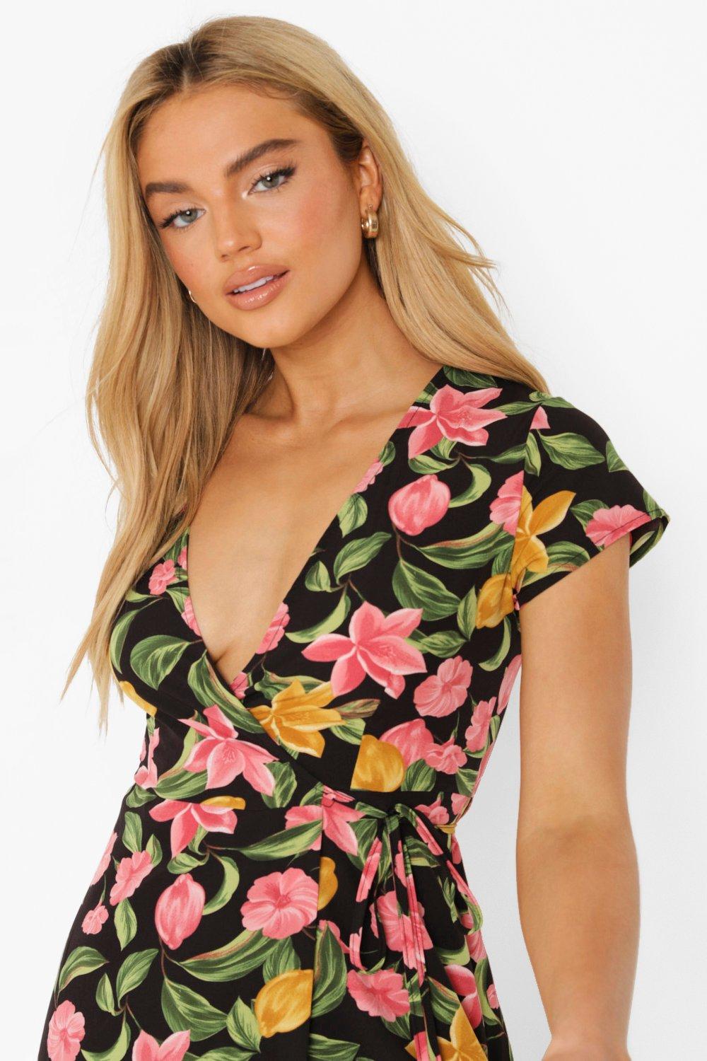 Floral Wrap Front Maxi Dress boohoo AU