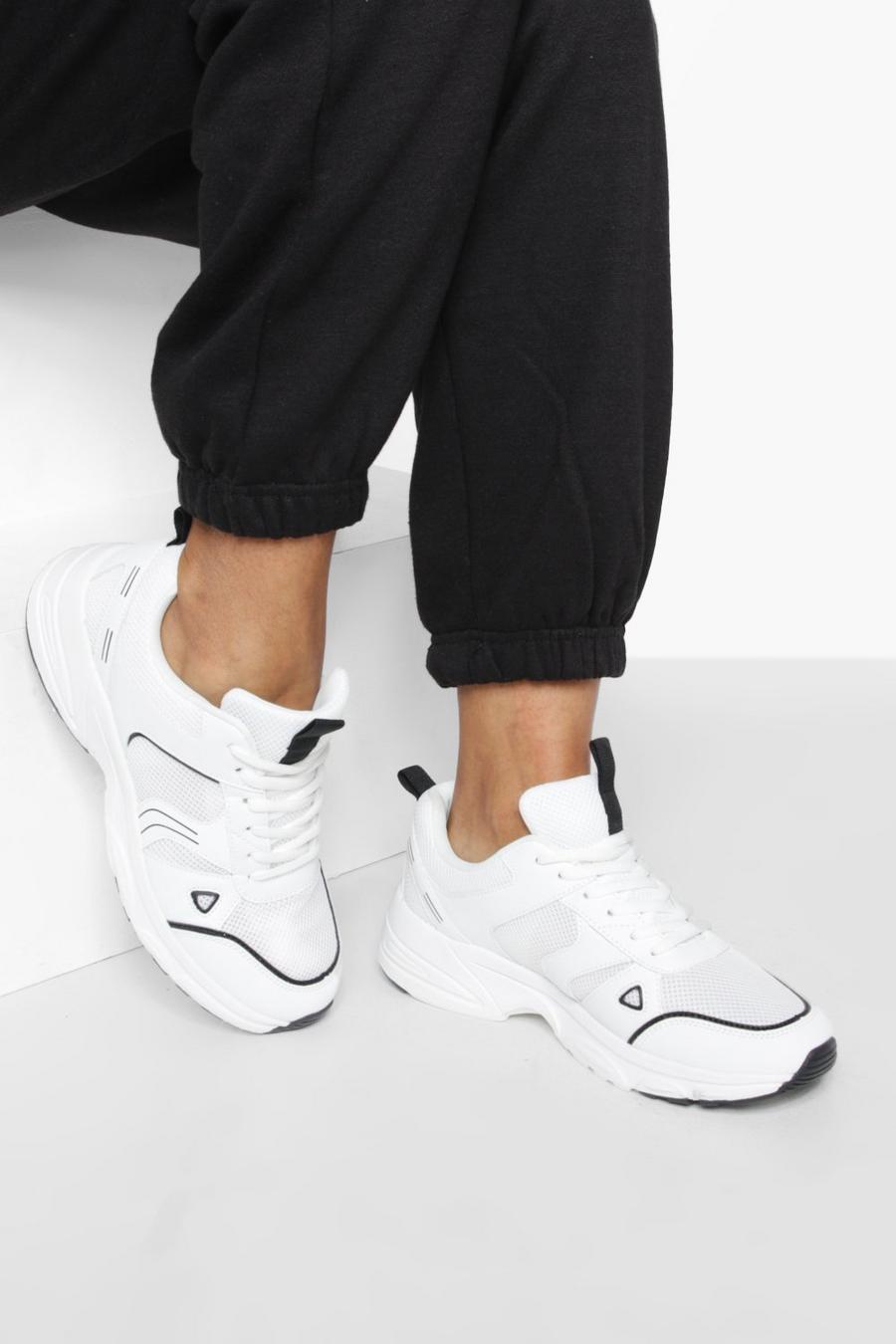 White Panelled Dad Sneakers image number 1