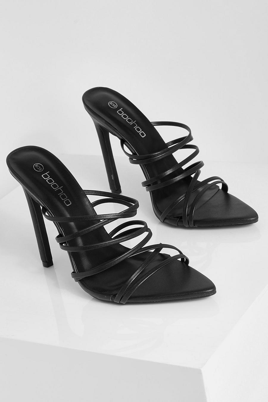 שחור נעלי מיול עם קצה מחודד ורצועות דקות image number 1