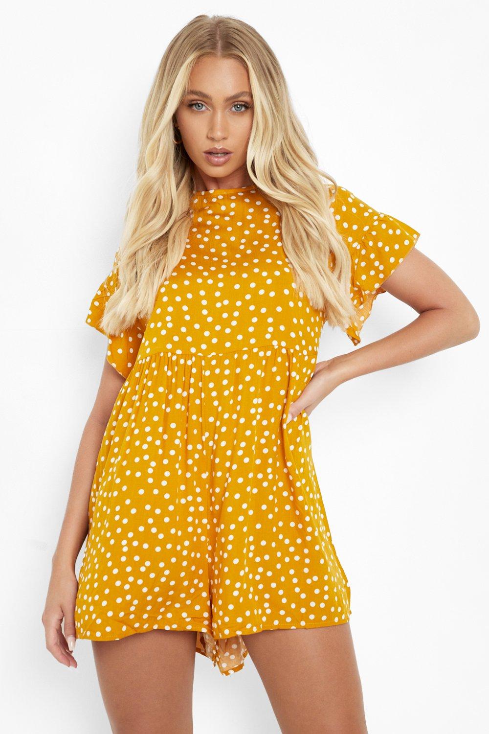 Polka Dot Tiered Smock Playsuit