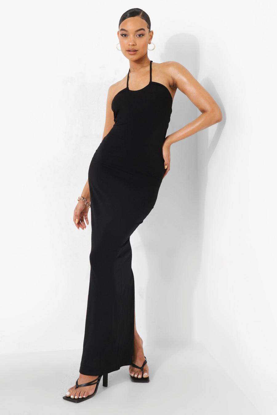 Black Strappy Halterneck Maxi Dress image number 1