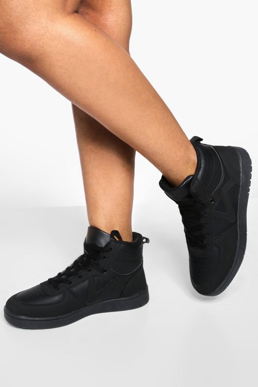 Black High Top Lace Up Trainers image number 1