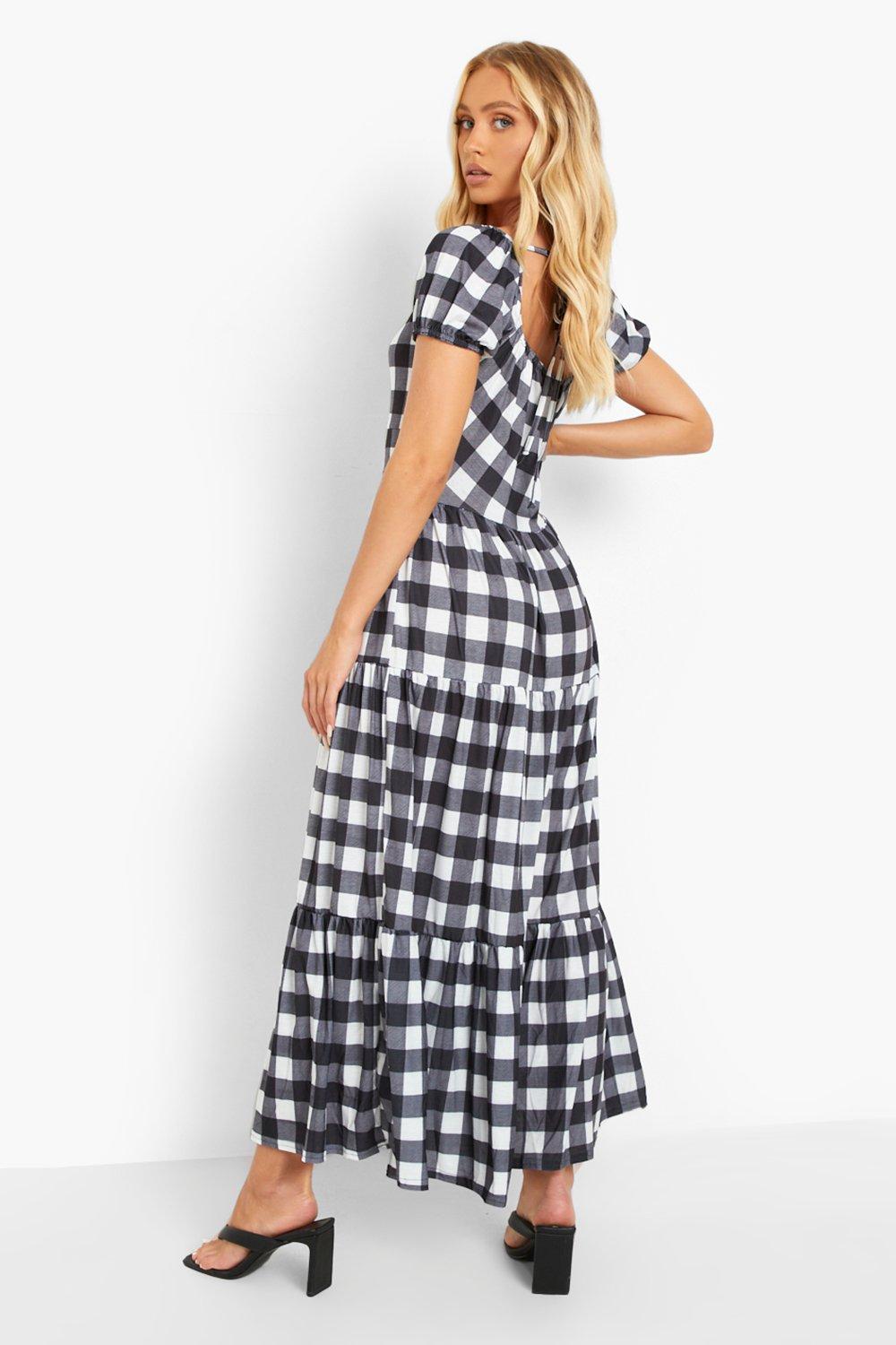 black and white gingham maxi dress