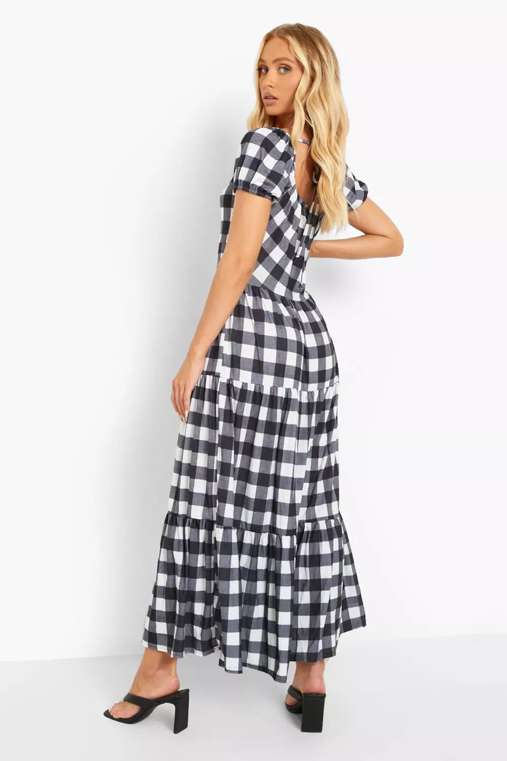 Black and white gingham maxi dress sale