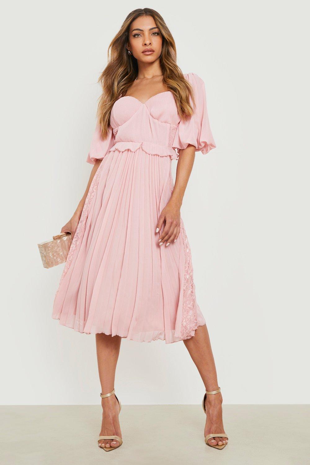 Midi party dress with short sleeves