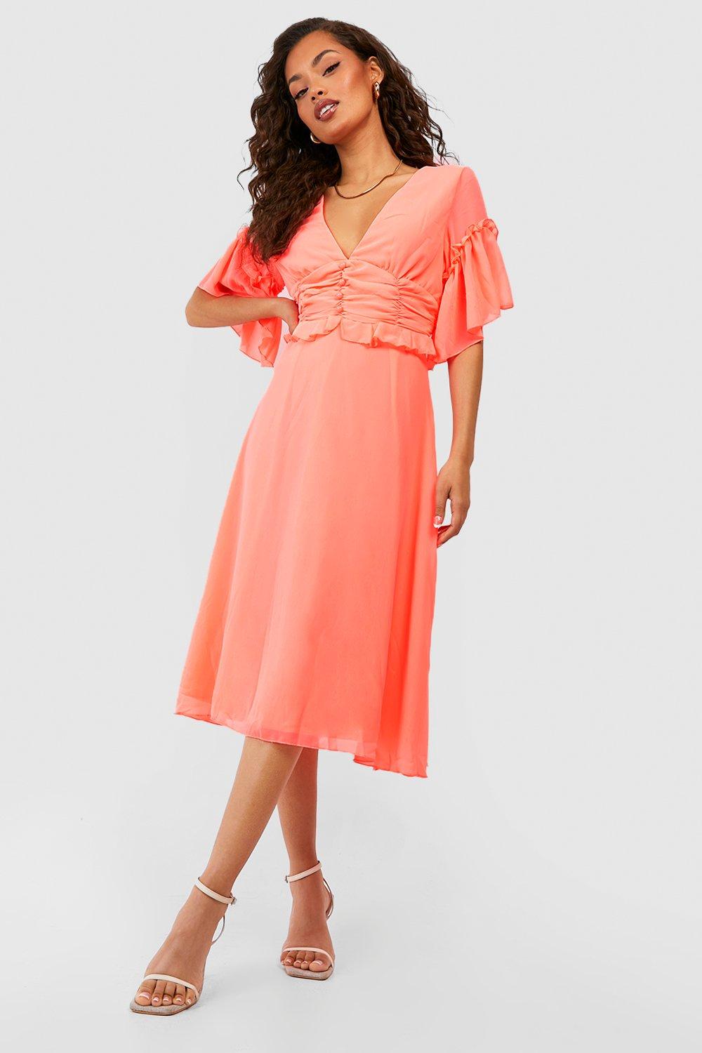 Boohoo shop coral dress