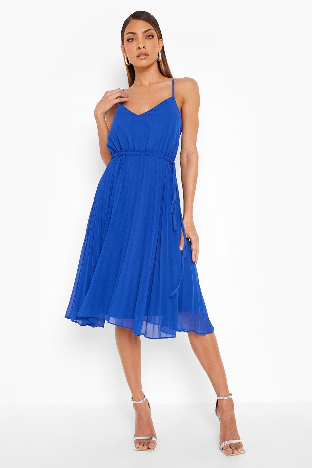 Boohoo blue skater clearance dress