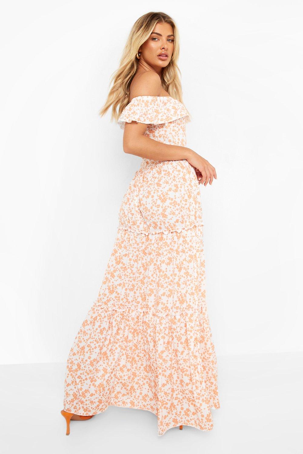 Floral bardot shop maxi dress