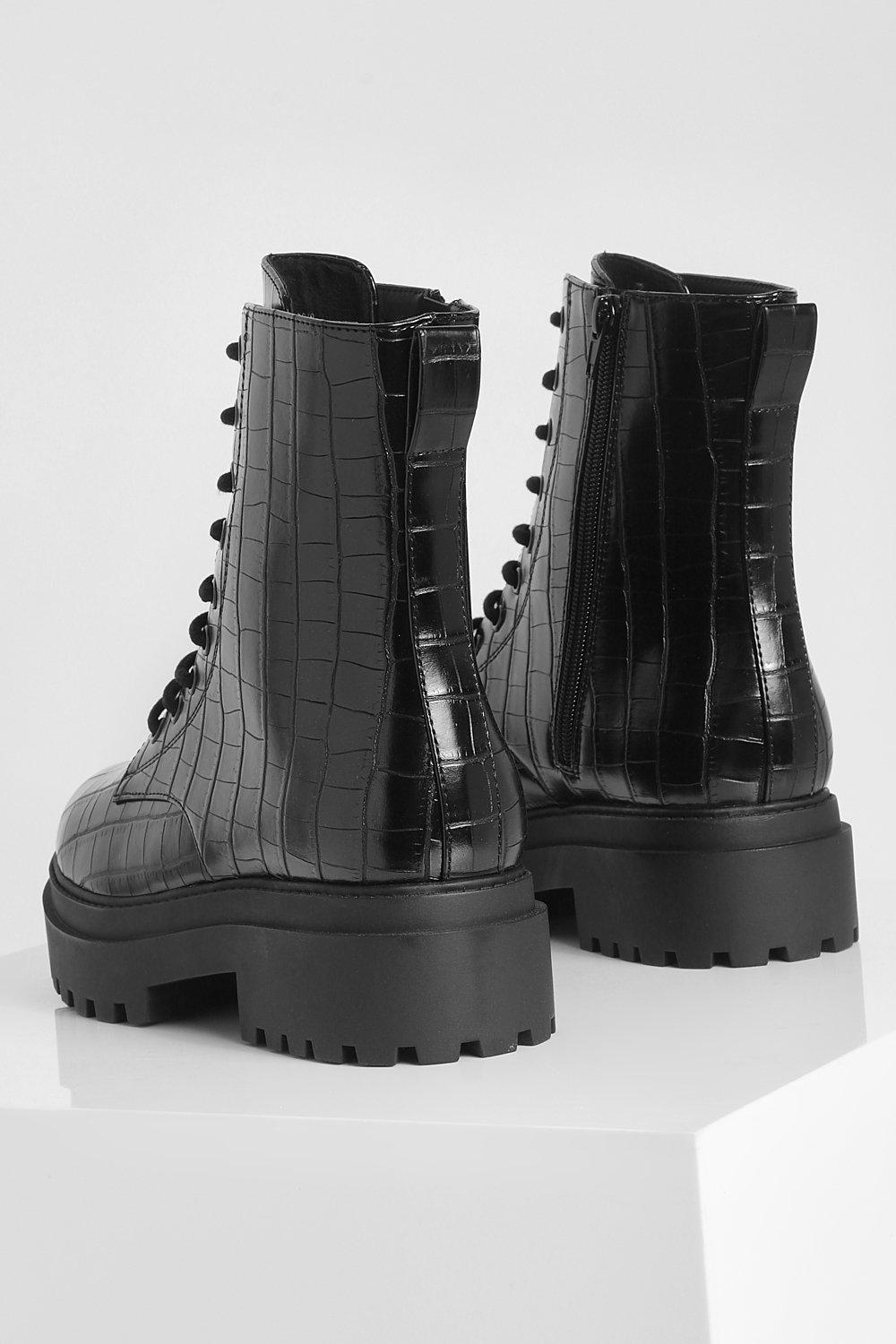 Bottines plates croco sale