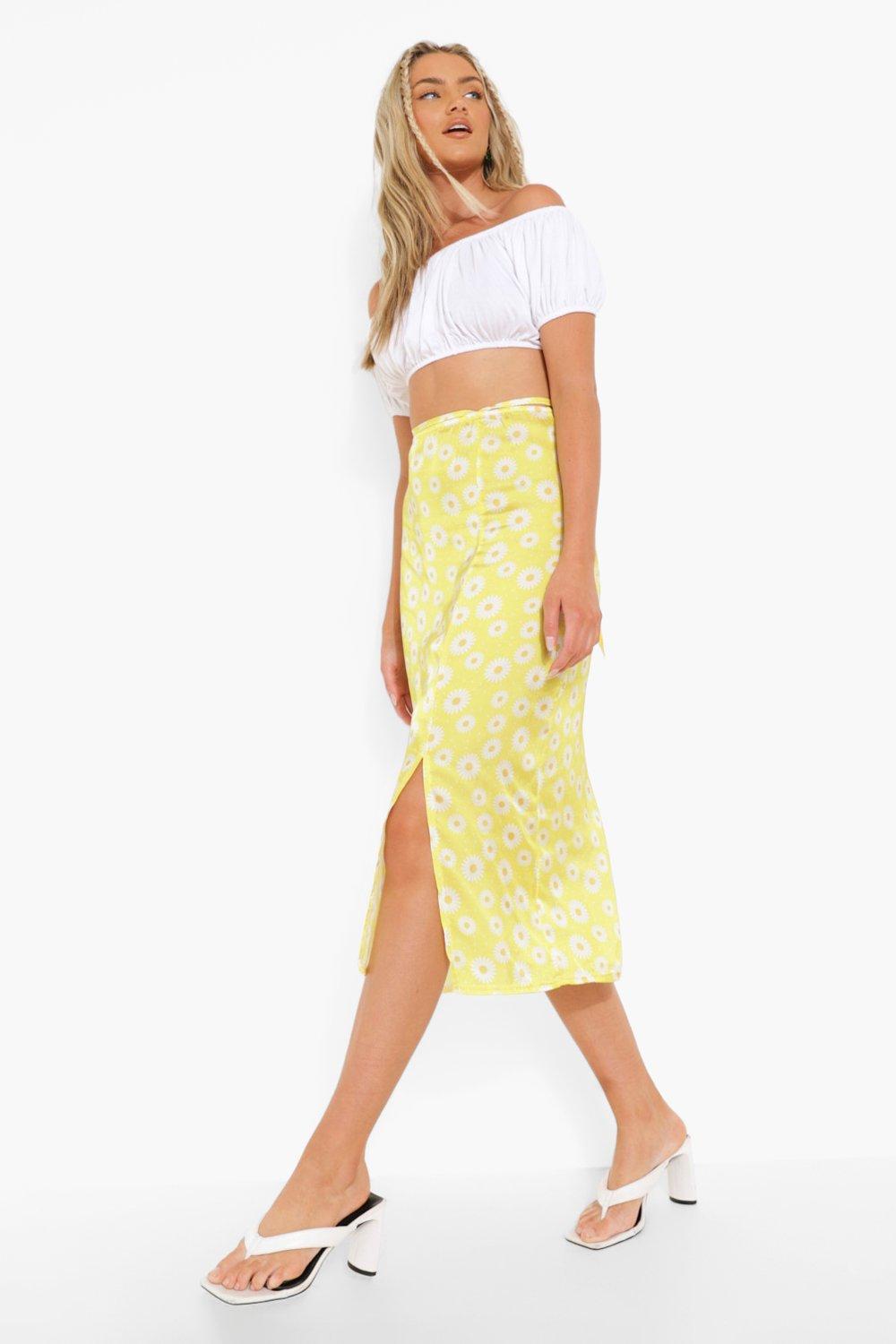 Floral midi outlet skirt boohoo