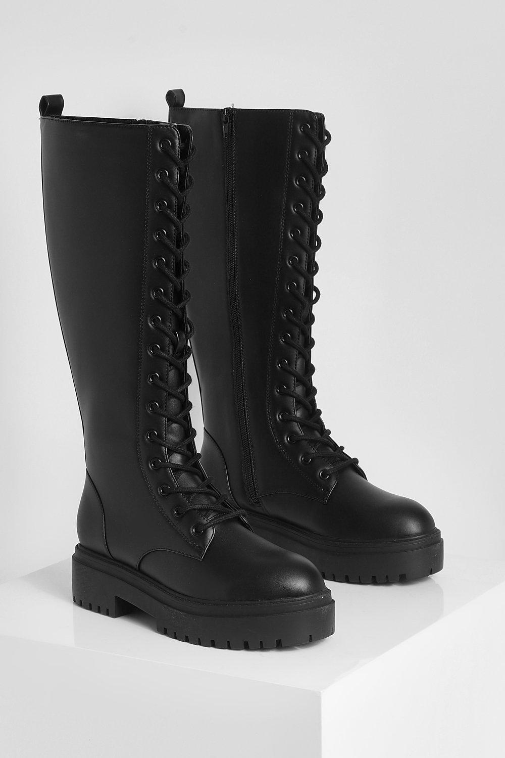 Knee High Lace Up Combat Boots