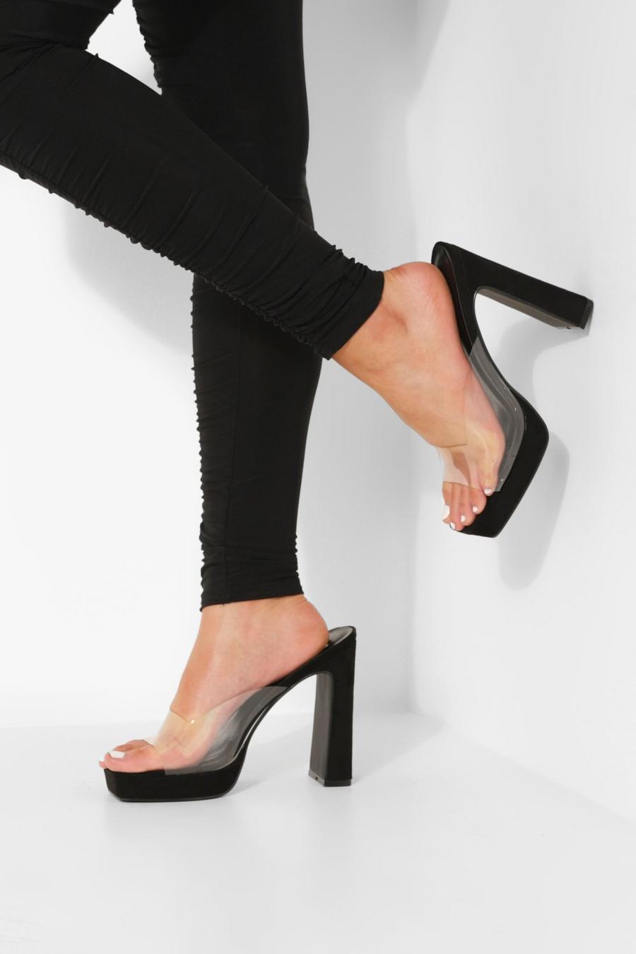 שחור נעלי מיול עם סוליות פלטפורמה שקופות image number 1