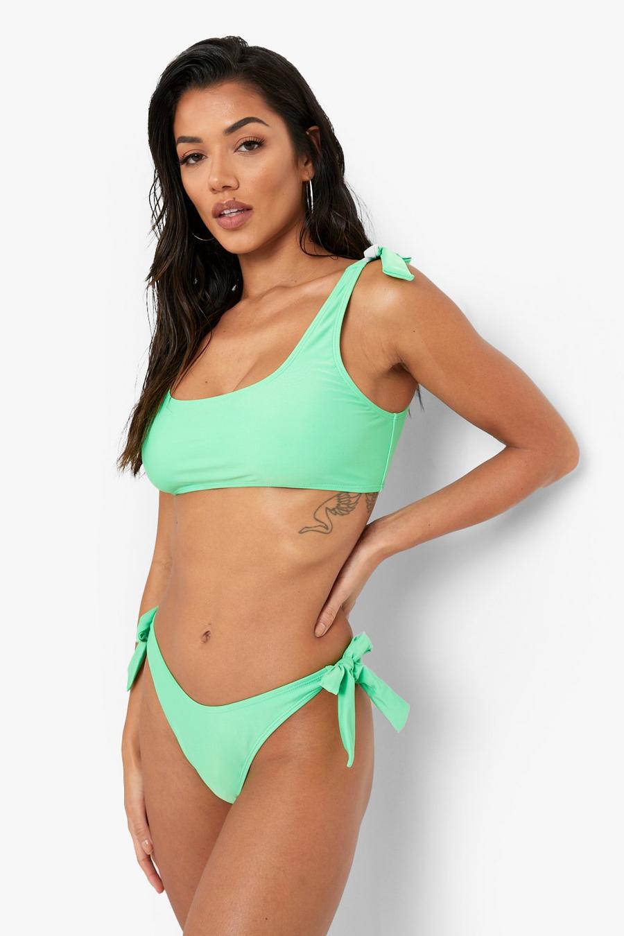  Bikinioberteil mit geschnürten Trägern, Green image number 1