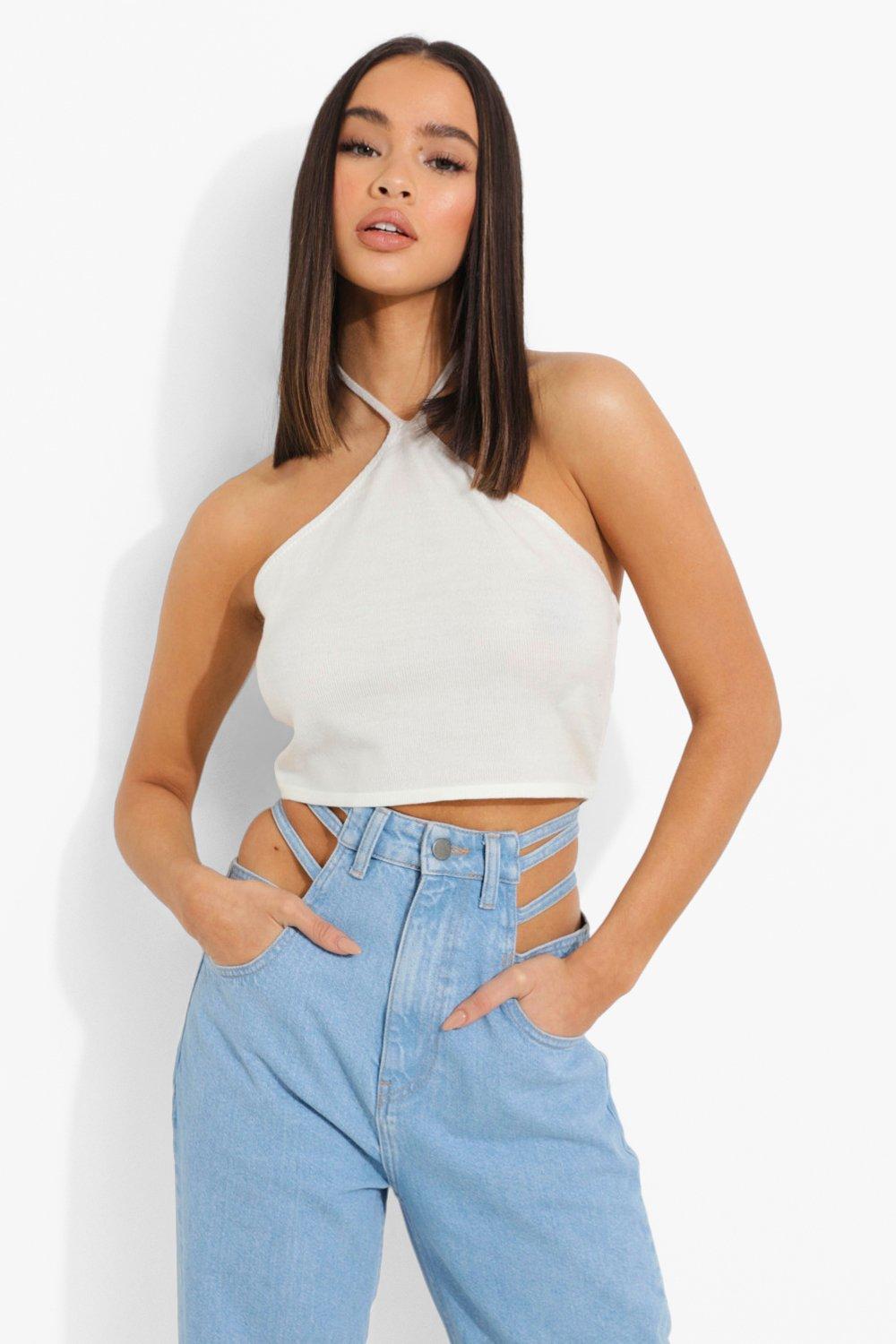 White halter shop neck tops uk