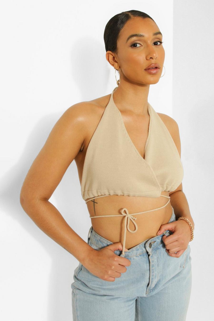 Stone Strappy Knitted Bralet image number 1