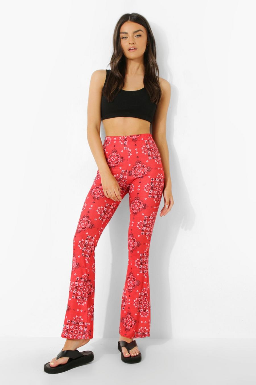 Red Bandana Print Flare Trouser image number 1