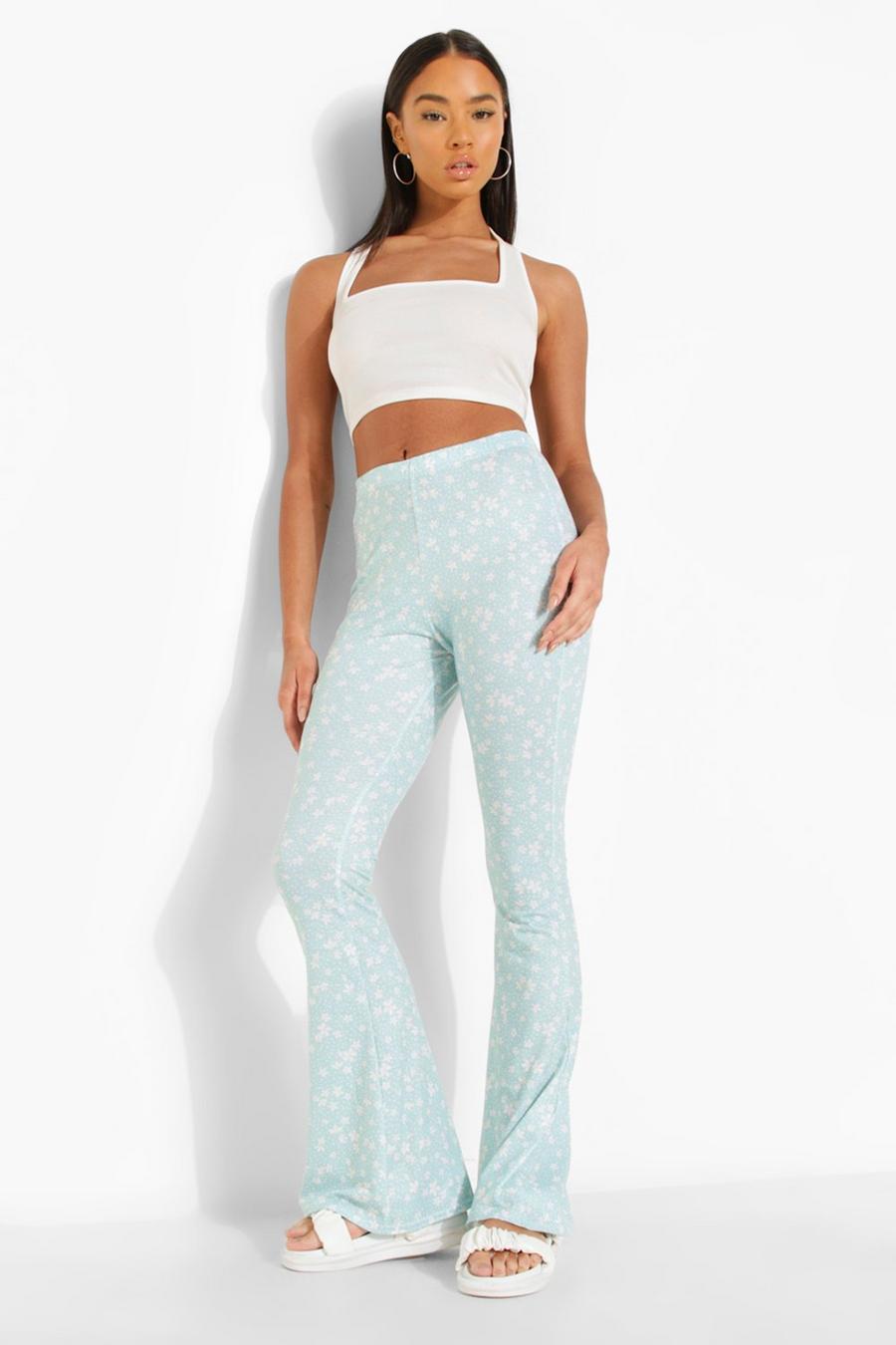 Mint Ditsy Floral Flare Pants image number 1