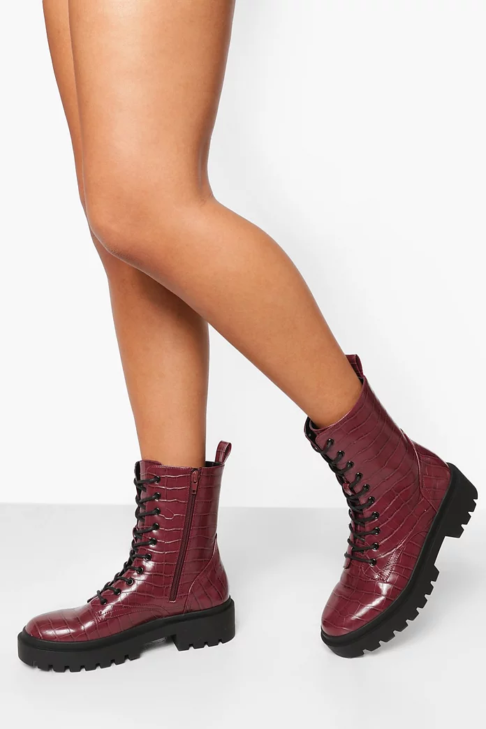 Boohoo Croc Chunky Sole Hiker Boots £38.00 at Boohoo