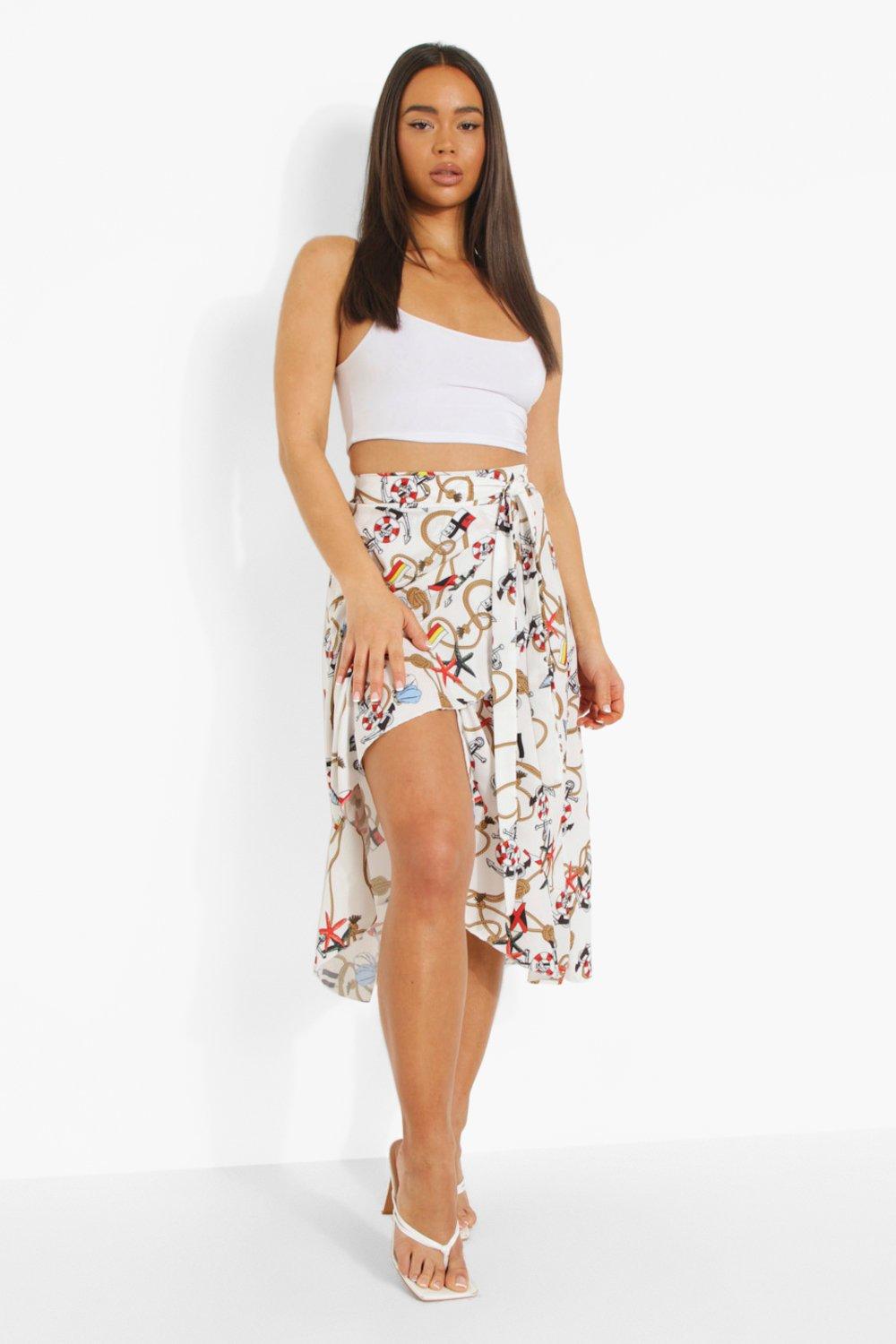 White wrap skirt clearance boohoo