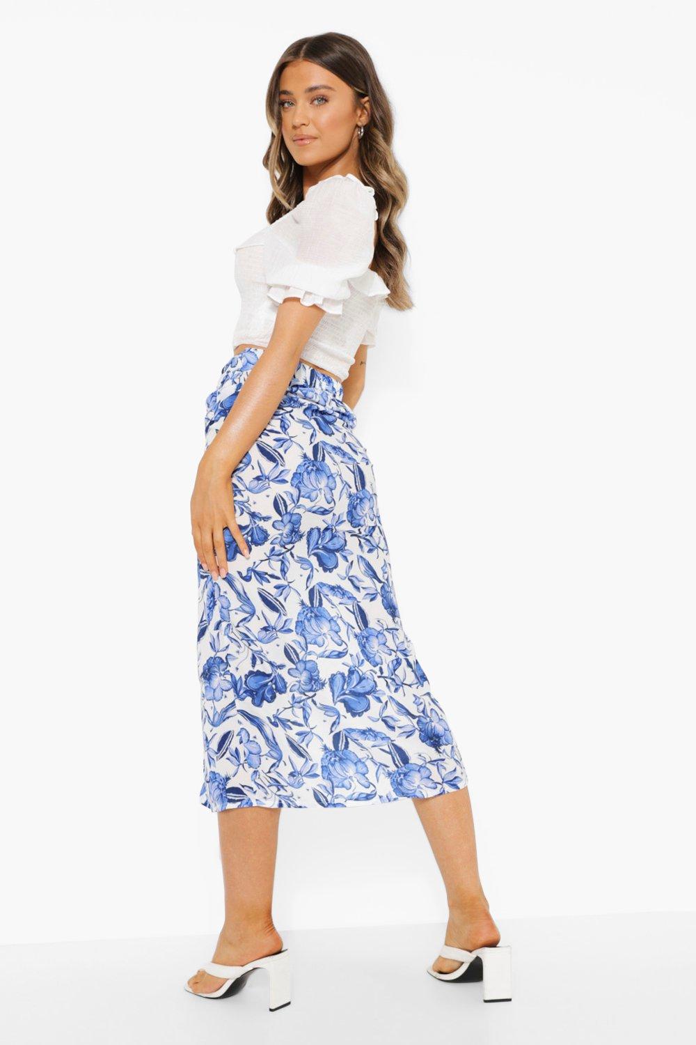 Boohoo floral midi outlet skirt